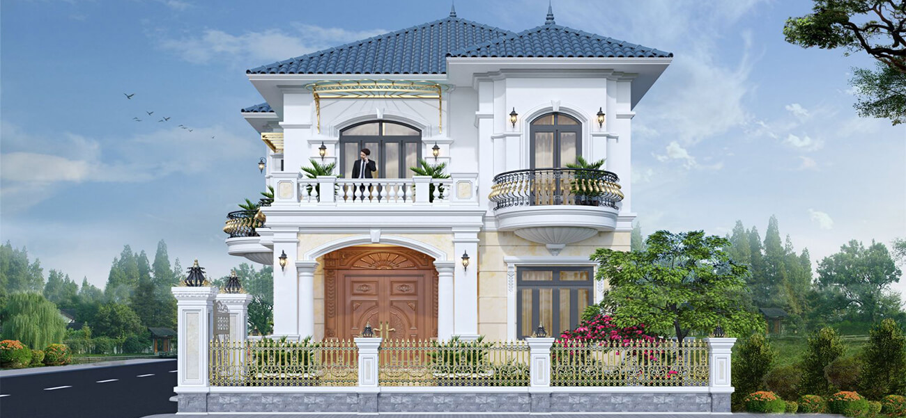 Bề thế với biệt thự tân cổ điển 2 tầng mái Nhật của chú Kính tại Nam Định