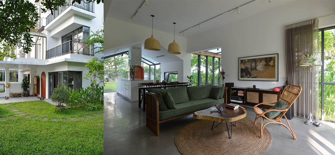 Biệt thự song lập ghi điểm nhờ các khoảng xanh thư giãn tuyệt vời & giá thi công phần thô biệt thự