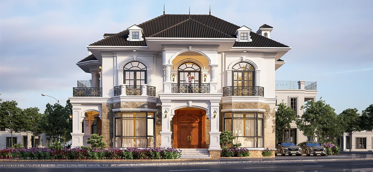 Biệt thự tân cổ điển 2 tầng kiểu Pháp đẹp và thanh thoát theo xu hướng mới