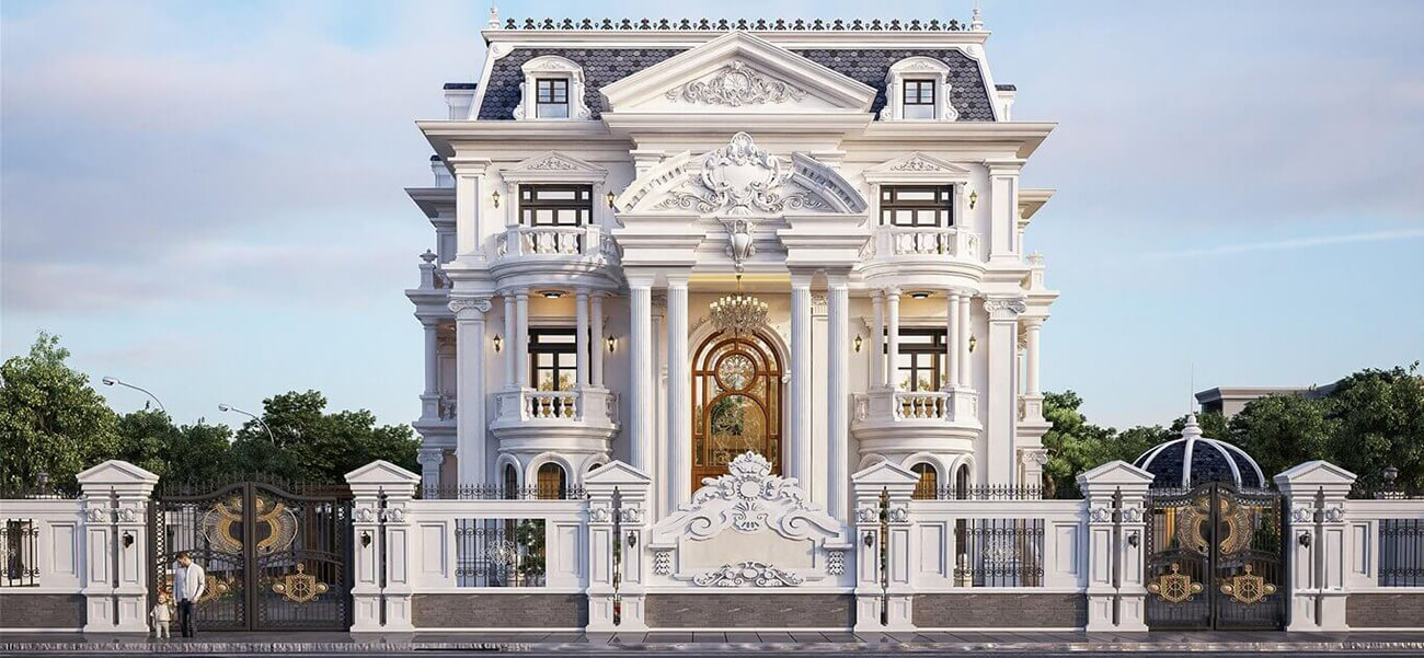 Biệt thự tân cổ điển thiết kế 3 tầng siêu đẹp với kiểu Pháp nhẹ nhàng 2025