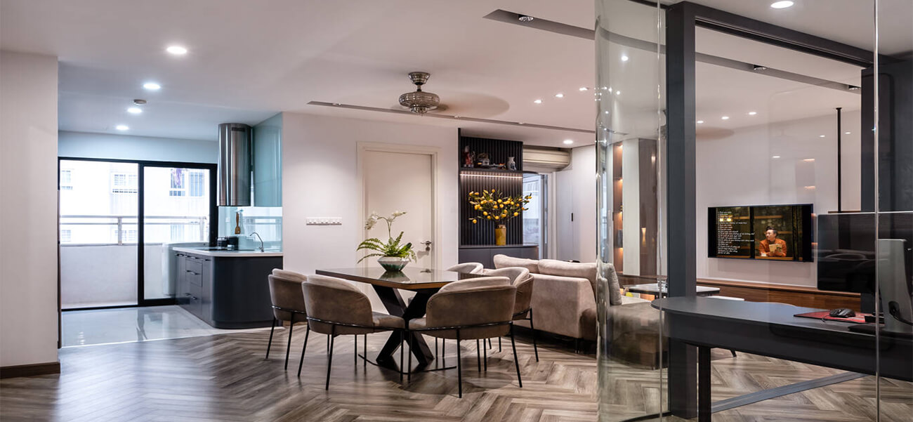 Cải tạo căn hộ 110m2 tối tăm thành không gian sáng thoáng & giá xây nhà trọn gói