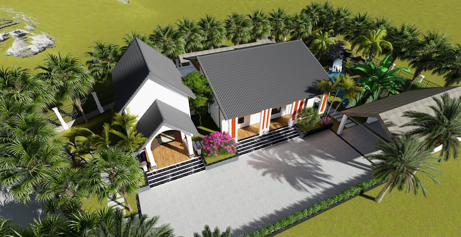 Giá xây dựng nhà vườn 2 tỷ đồng với sân vườn ao cá “ngắm mây giăng” ở Tam Đảo