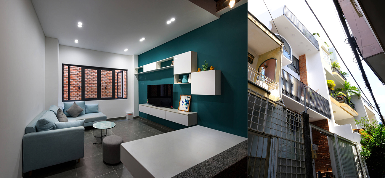 Giải pháp xây dựng nhà phố hiện đại, đón được nắng và gió giữa khu dân cư cũ chật chội