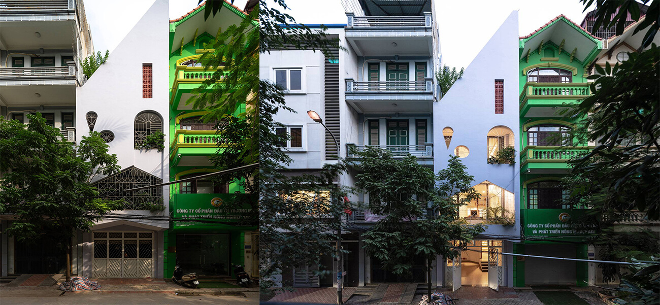 Mặt tiền nhà phố 5 tầng thiết kế độc đáo, nổi bật trên phố Hà Nội