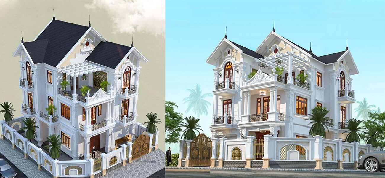 Mẫu biệt thự tân cổ điển 3 tầng đẹp đã thổi hồn vào kiến trúc Việt