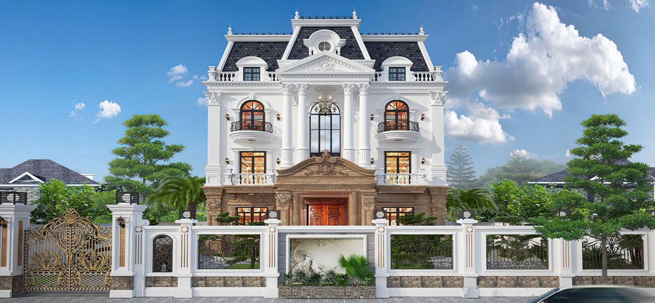 Mẫu biệt thự tân cổ điển Pháp 3 tầng 1 tum đẹp và sang trọng tại Ninh Bình