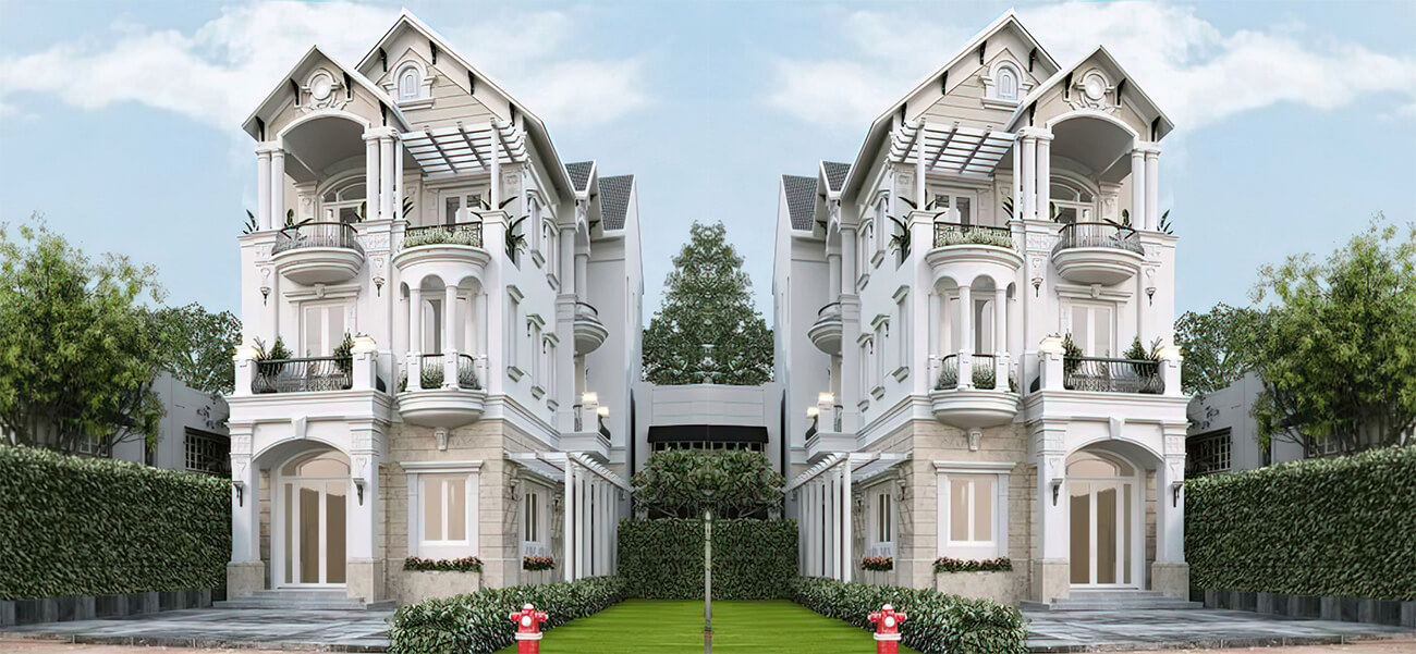 Mẫu nhà tân cổ điển 3 tầng thiết kế đẹp sang trọng với 5 phòng ngủ