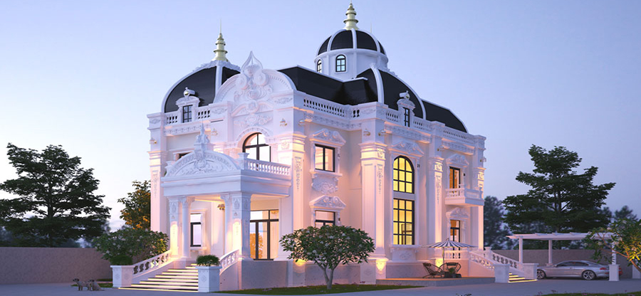 Mẫu thiết kế biệt thự cổ điển 2 tầng đẹp 220m2 tại Bình Phước