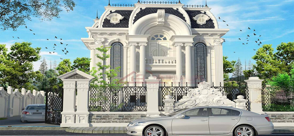 Mẫu thiết kế biệt thự cổ điển đẹp kiểu Pháp 2 tầng ở Hải Phòng