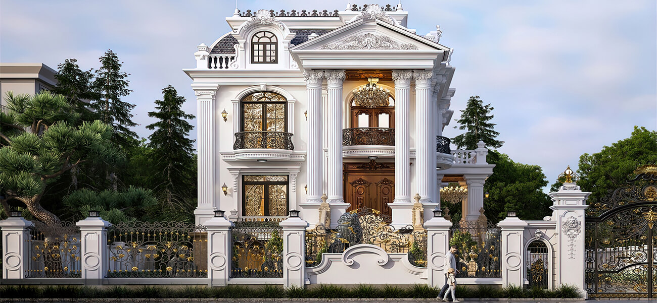 Mẫu thiết kế biệt thự cổ điển với vẻ đẹp sang trọng vượt thời gian