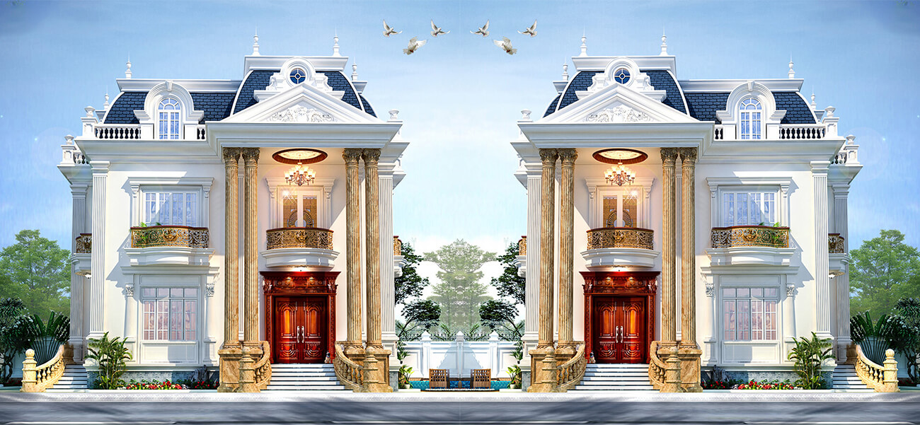 Mẫu thiết kế biệt thự tân cổ điển 2 tầng 1 tum phong cách Pháp tại Khánh Hòa