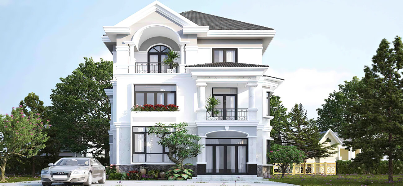 Mẫu thiết kế biệt thự tân cổ điển 3 tầng 10x15m đẹp quyền quý tại Bình Dương