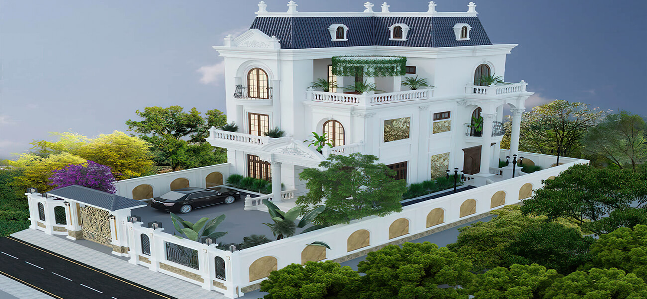Mẫu thiết kế biệt thự tân cổ điển 3 tầng kiểu Pháp đẹp uy nghi tại Hải Phòng