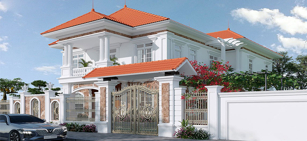 Ngỡ ngàng trước biệt thự tân cổ điển 2 tầng mái thái sang trọng