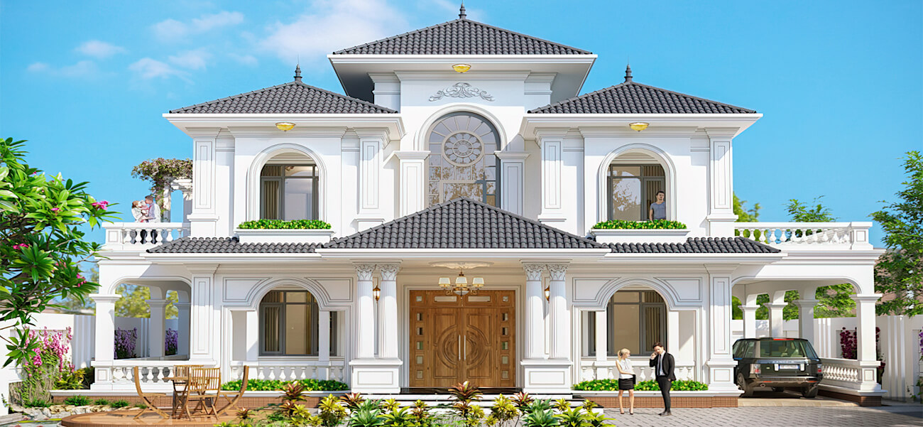 Ngôi biệt thự 2 tầng tân cổ điển với mặt tiền 13m đẹp hoành tráng