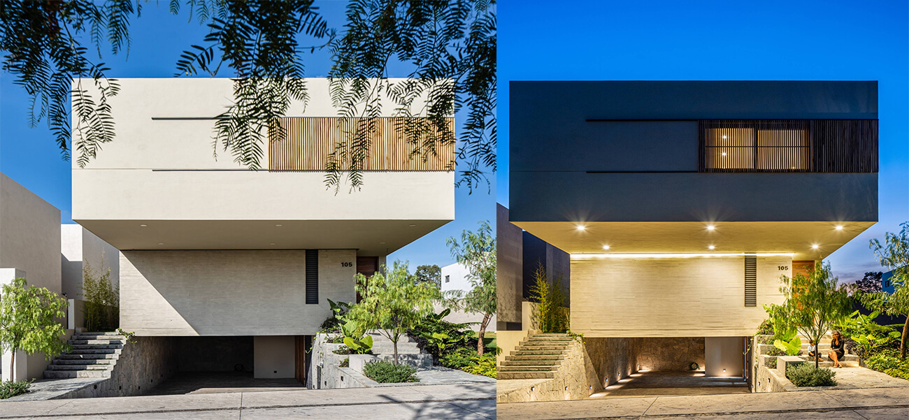 Ngôi biệt thự mini với thiết kế nội thất chủ yếu là gỗ, đá tự nhiên và bê tông