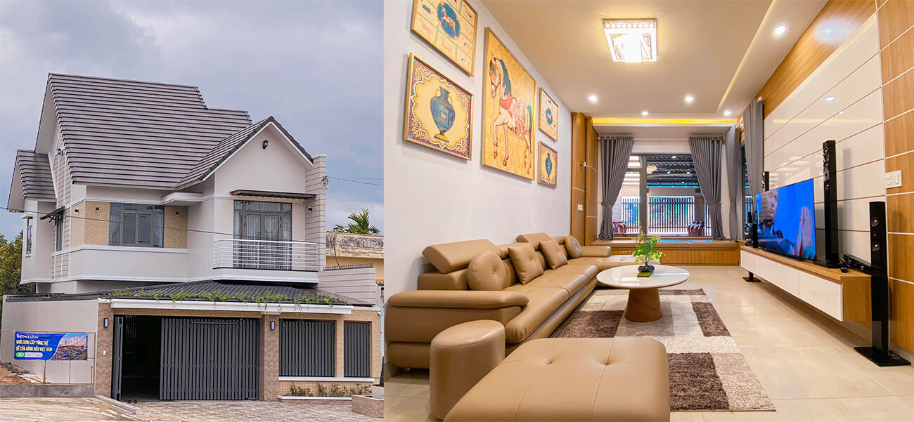Ngôi nhà 2 tầng đẹp như mơ giữa phố núi Buôn Mê Thuột & đơn giá xây dựng phần thô