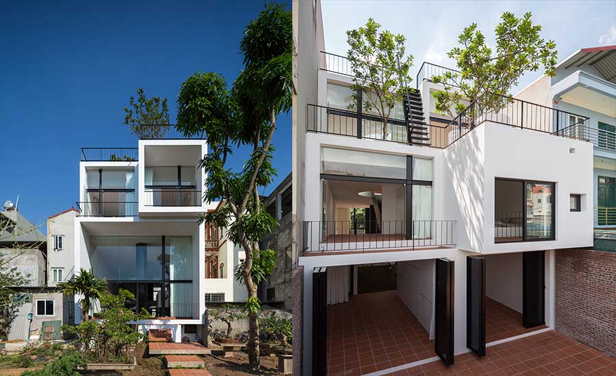 Ngôi nhà nổi bật giữa ngoại thành Hà Nội - trông như hai mà là một và báo giá xây nhà