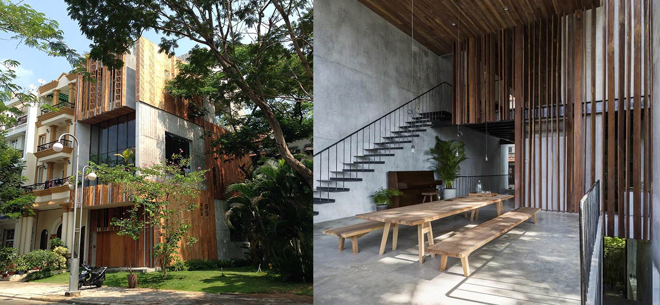 Ngôi nhà phố sử dụng bê tông làm màu chủ đạo và đơn giá xây dựng 2020