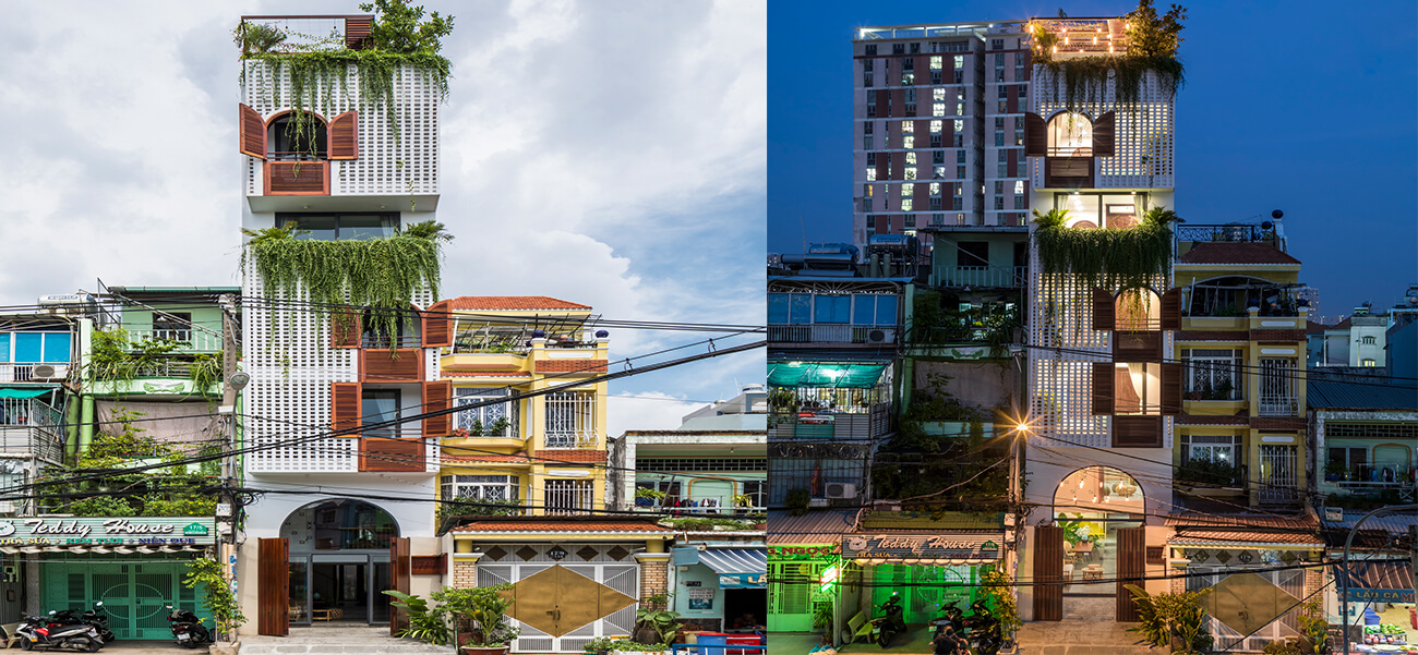 Nhà ống Sài Gòn có chiều cao lênh khênh với mặt tiền đặc rỗng lạ lùng & giá thiết kế nhà phố