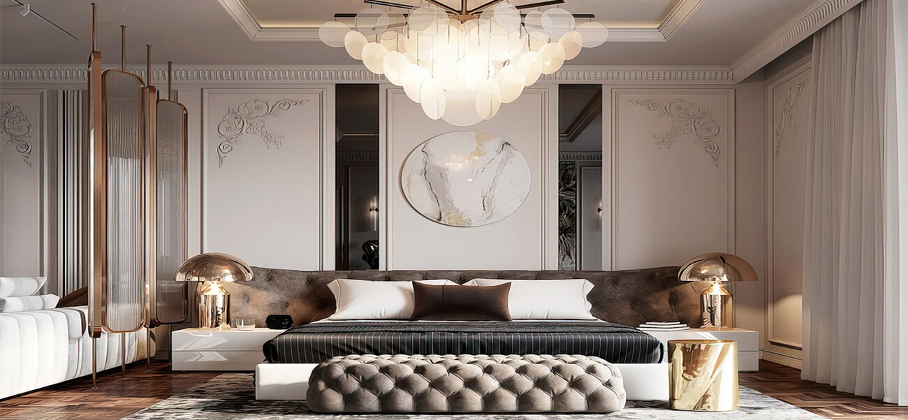 Tổng hợp 20 mẫu thiết kế nội thất phòng ngủ tân cổ điển đẹp, sang trọng theo xu hướng