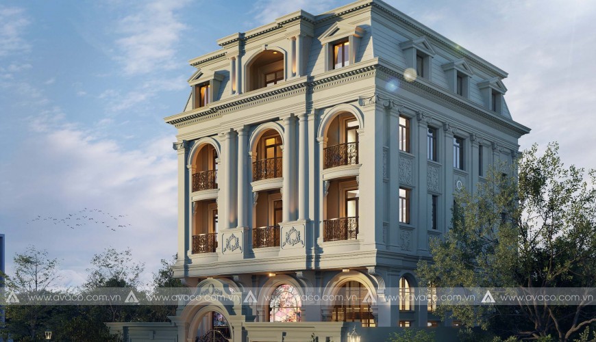 Mẫu biệt thự cổ điển mái Mansard kiểu châu Âu đẳng cấp nhất 2025