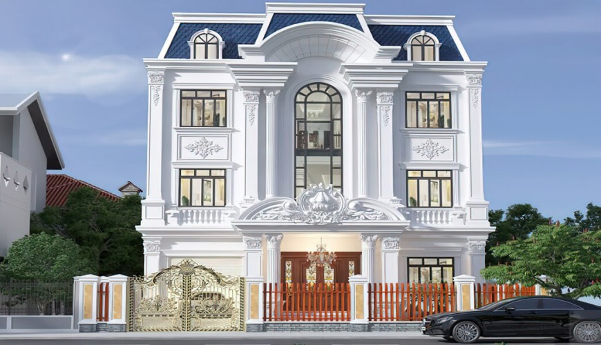 Biệt thự cổ điển 3 tầng với kiến trúc Pháp đẹp lộng lẫy tại Tiền Giang