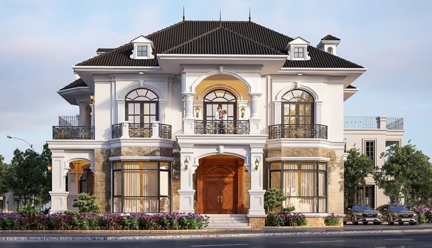 Biệt thự tân cổ điển 2 tầng kiểu Pháp đẹp và thanh thoát theo xu hướng mới