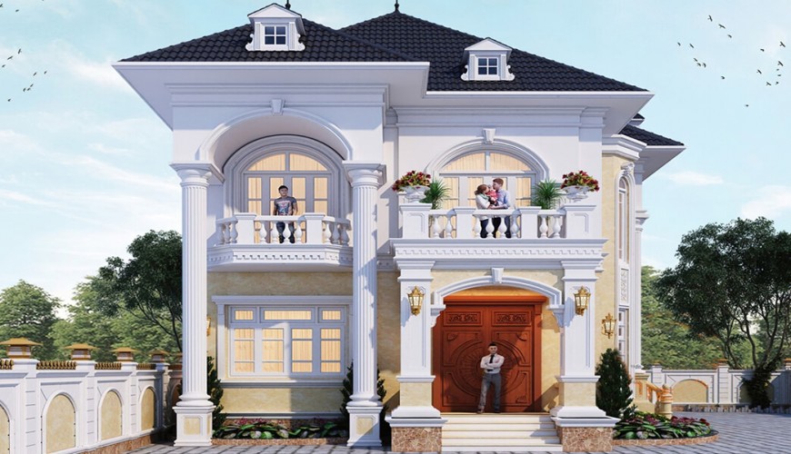 Biệt thự tân cổ điển 2 tầng phong cách Pháp đẹp tại Hải Dương