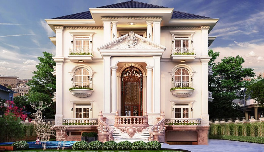 Biệt thự tân cổ điển 3 tầng thiết kế bể bơi sang trọng tại Ninh Bình
