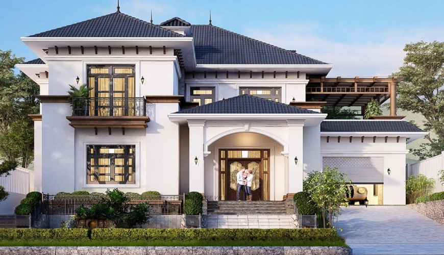 Mẫu thiết kế biệt thự tân cổ điển 2 tầng đẹp lung linh ở Quảng Ninh