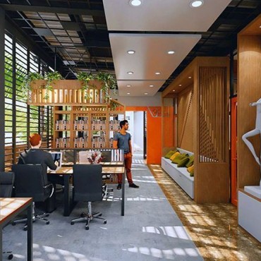 Thiết kế nội thất văn phòng sáng tạo VIDON tầng sân thượng