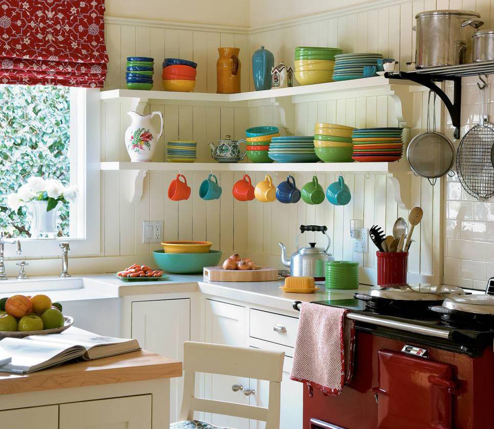 Trang trí nội thất bếp bằng kệ trao – kệ để đồ