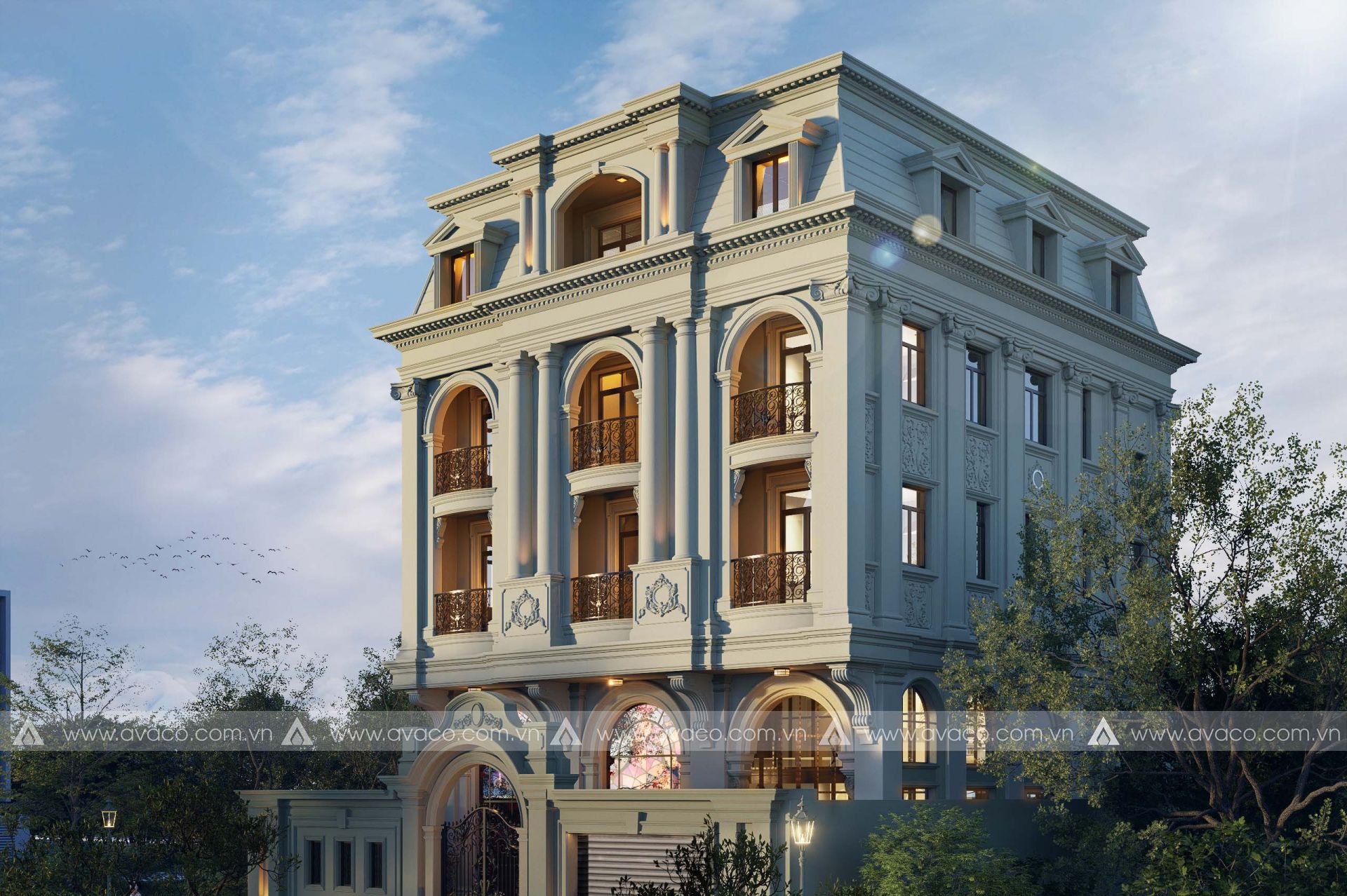 biet-thu-co-dien-3-tang-mai-mansard