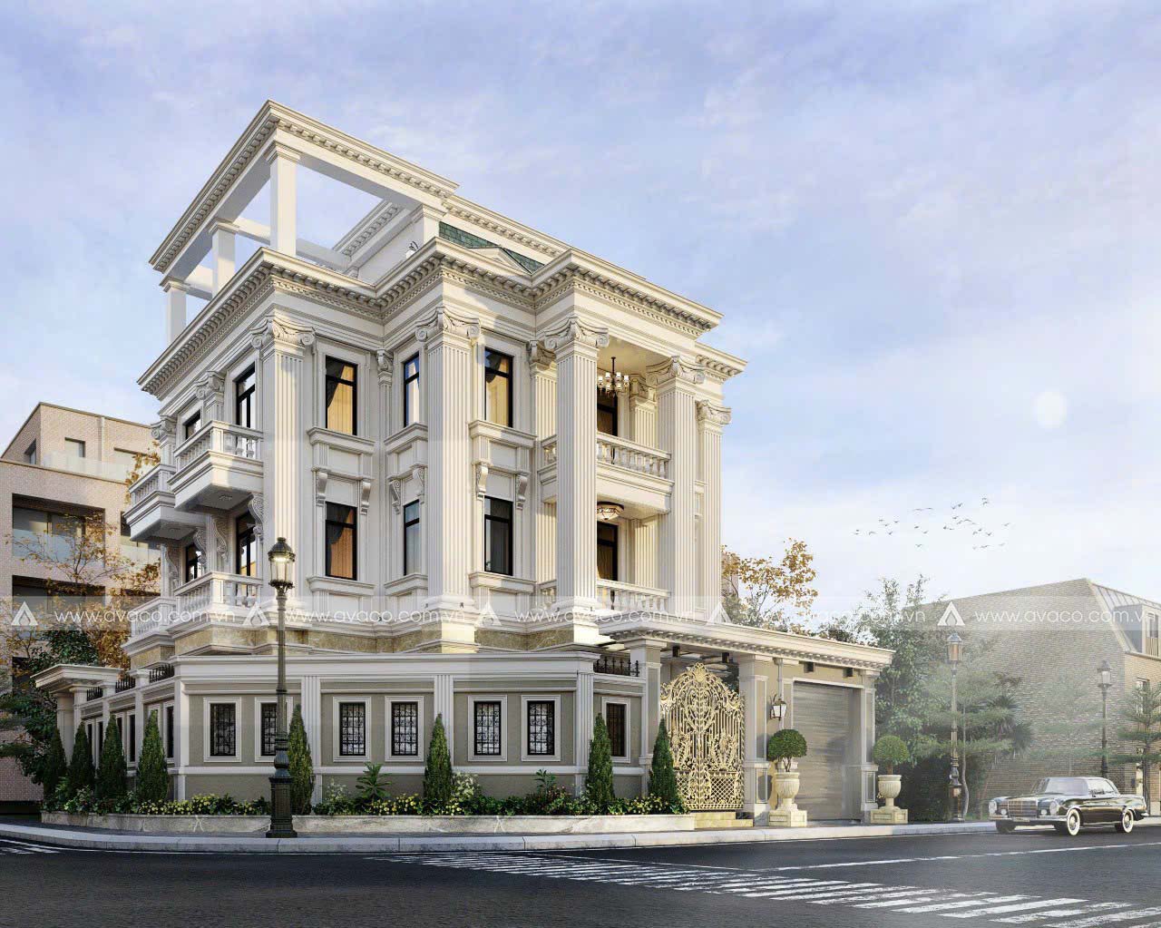 biet-thu-phong-cach-co-dien-mai-mansard
