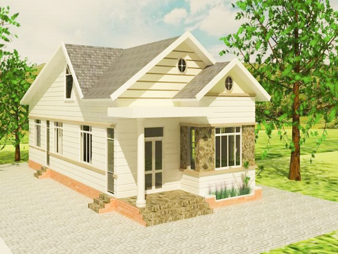 Mẫu nhà cấp 4 mái thái 300 triệu 2 phòng ngủ