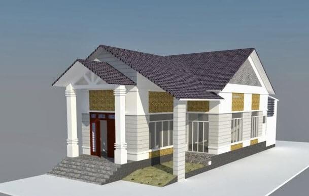 Mẫu nhà cấp 4 mái thái 300 triệu 2 phòng ngủ