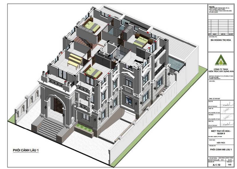 Thiết kế kiến trúc Biệt thự nhà cô Hoa